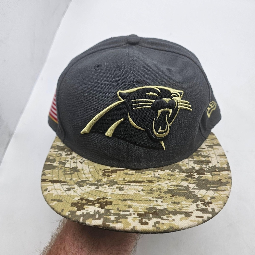 Carolina Panthers Hat Cap Fitted Mens 7 3/4 NFL Football 59FIFTY Camo New Era‎
